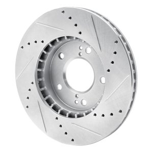 Hyundai XG350 Brake Rotor (1) - Front Left - R1 Concepts - Drilled & Slotted - Silver - `01-`03
